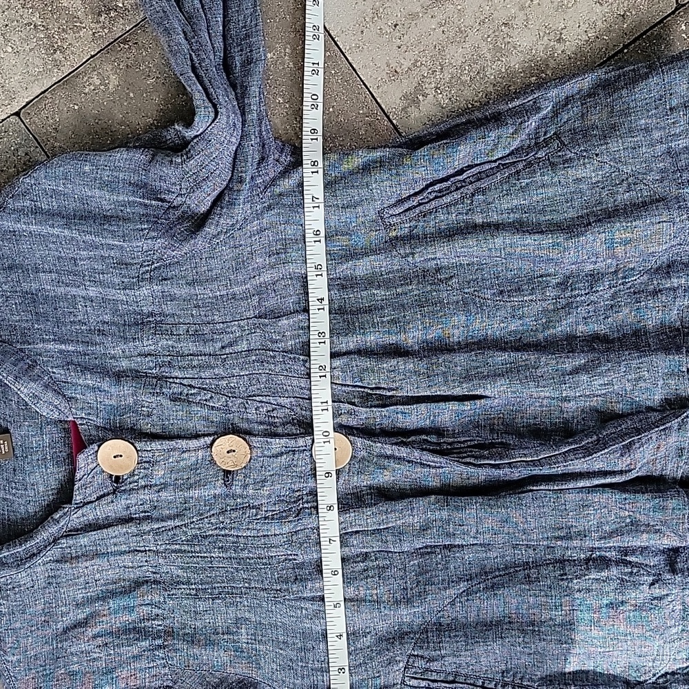 💯 Linen Chambray Sz M Pintucks on Front, Back & Sleeves No Flaws - Picture 9 of 10